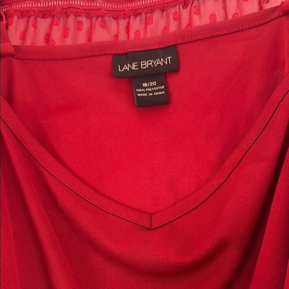 Lane Bryant Casual Red Sheer Tank Smocked Flutter Sleeve Blouse Size 18/20 - Picture 6 of 10